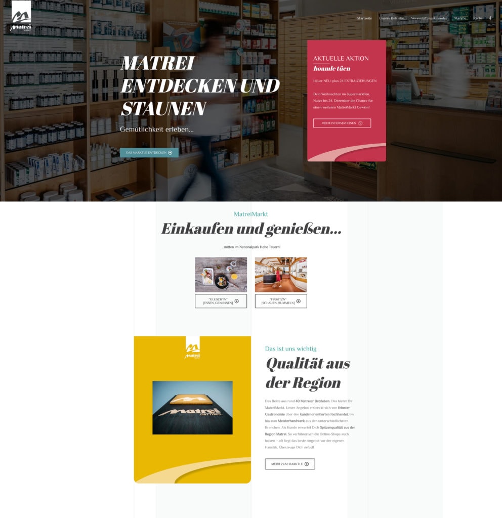 Matrei Markt Webdesign Header