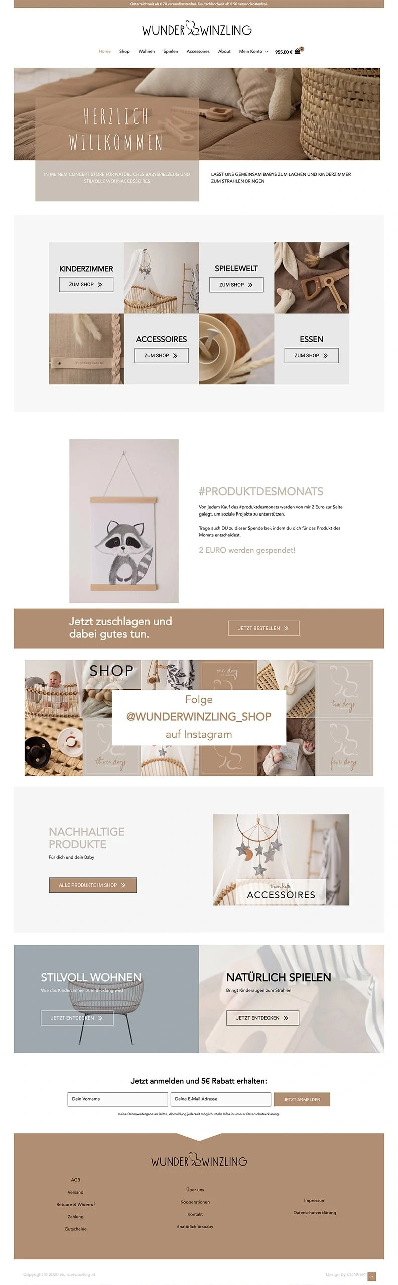 Webdesign Online Shop Wunderwinzling Startseite