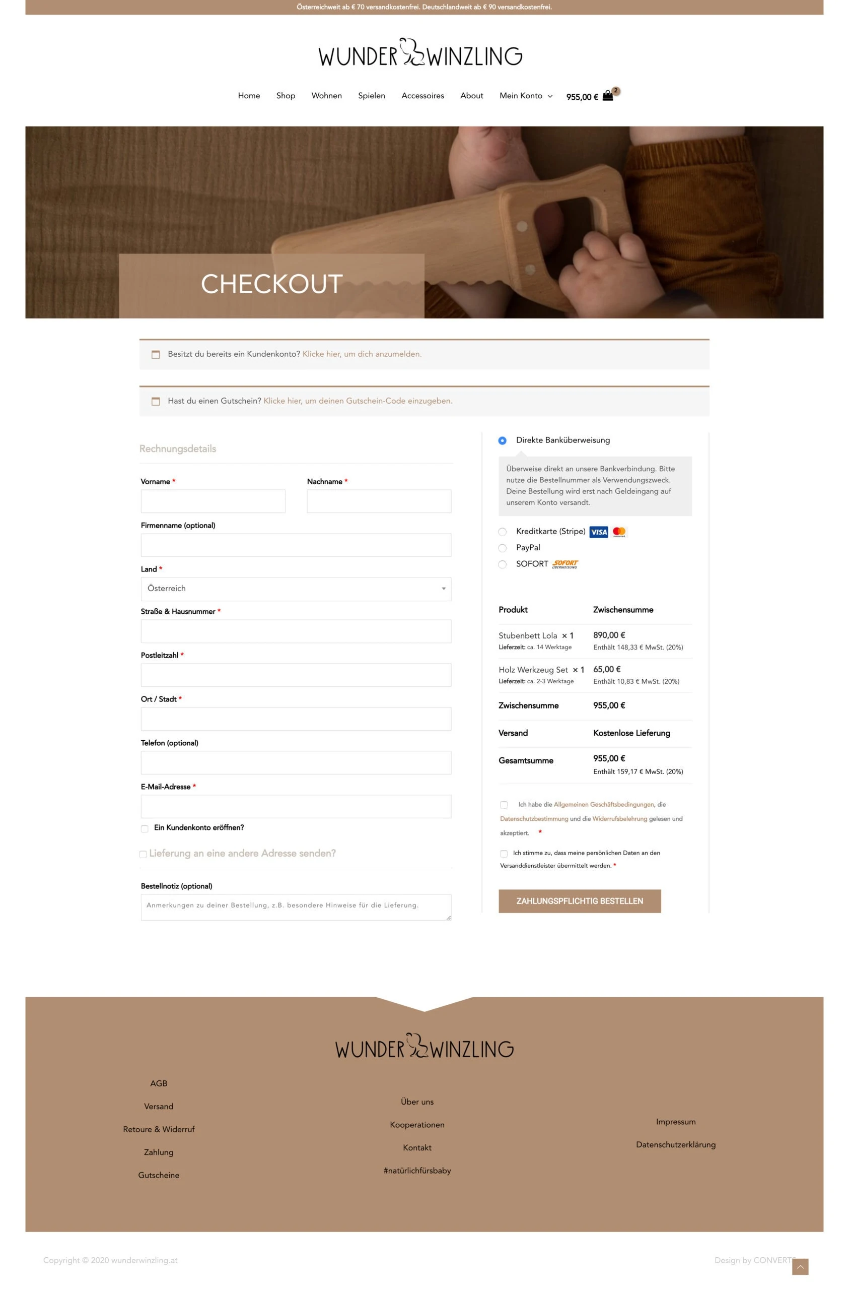 Webdesign Onlineshop Wunderwinzling Checkout